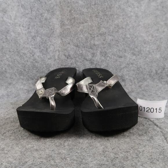Guess Shoes Womens 7 Platform Sandals Flip Flop Wedge Casual Slip On Metallic - Picture 2 of 10
